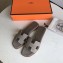 Hermes Oran Flat Slipper Sandals in Togo Leather Light Gray