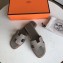 Hermes Oran Flat Slipper Sandals in Togo Leather Light Gray