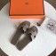 Hermes Oran Flat Slipper Sandals in Togo Leather Light Gray