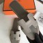 Hermes Oran Flat Slipper Sandals in Togo Leather Light Gray