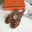 Hermes Heel 5cm Oasis Slipper Sandals in Togo Leather Brown/White Stitch