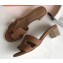 Hermes Heel 5cm Oasis Slipper Sandals in Togo Leather Brown/White Stitch
