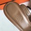 Hermes Heel 5cm Oasis Slipper Sandals in Togo Leather Brown/White Stitch