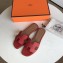 Hermes Oran Flat Slipper Sandals in Togo Leather Red