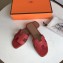 Hermes Oran Flat Slipper Sandals in Togo Leather Red