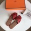 Hermes Oran Flat Slipper Sandals in Togo Leather Red