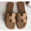Hermes Oran Flat Slipper Sandals in Togo Leather Camel