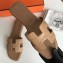 Hermes Oran Flat Slipper Sandals in Togo Leather Camel