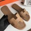 Hermes Oran Flat Slipper Sandals in Togo Leather Camel