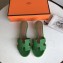 Hermes Heel 5cm Oasis Slipper Sandals in Togo Leather Bamboo Green