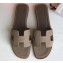 Hermes Oran Flat Slipper Sandals in Togo Leather Light Camel