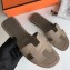 Hermes Oran Flat Slipper Sandals in Togo Leather Light Camel