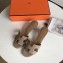 Hermes Heel 5cm Oasis Slipper Sandals in Togo Leather Camel/Brown