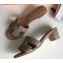 Hermes Heel 5cm Oasis Slipper Sandals in Togo Leather Camel/BrownHermes Heel 5cm Oasis Slipper Sandals in Togo Leather Camel/Brown
