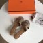 Hermes Heel 5cm Oasis Slipper Sandals in Togo Leather Camel/Brown