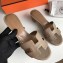 Hermes Heel 5cm Oasis Slipper Sandals in Togo Leather Camel/Brown