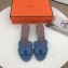 Hermes Heel 5cm Oasis Slipper Sandals in Togo Leather Light Blue