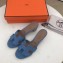 Hermes Heel 5cm Oasis Slipper Sandals in Togo Leather Light Blue