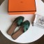 Hermes Oran Flat Slipper Sandals in Togo Leather Green