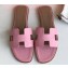 Hermes Oran Flat Slipper Sandals in Togo Leather Pink