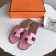 Hermes Oran Flat Slipper Sandals in Togo Leather Pink