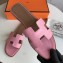 Hermes Oran Flat Slipper Sandals in Togo Leather Pink