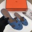 Hermes Heel 5cm Oasis Slipper Sandals in Togo Leather Light Blue