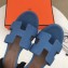 Hermes Heel 5cm Oasis Slipper Sandals in Togo Leather Light Blue