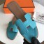 Hermes Oran Flat Slipper Sandals in Togo Leather Turquoise