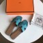 Hermes Oran Flat Slipper Sandals in Togo Leather Turquoise