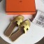 Hermes Oran Flat Slipper Sandals in Togo Leather Light Yellow/Coffee