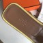 Hermes Oran Flat Slipper Sandals in Togo Leather Light Yellow/Coffee