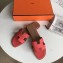 Hermes Oran Flat Slipper Sandals in Togo Leather Rouge Red