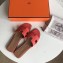 Hermes Oran Flat Slipper Sandals in Togo Leather Rouge Red