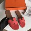 Hermes Oran Flat Slipper Sandals in Togo Leather Rouge Red