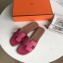 Hermes Oran Flat Slipper Sandals in Togo Leather Fuchsia