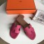 Hermes Oran Flat Slipper Sandals in Togo Leather Fuchsia