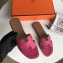 Hermes Oran Flat Slipper Sandals in Togo Leather Fuchsia