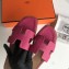 Hermes Oran Flat Slipper Sandals in Togo Leather Fuchsia