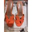 Hermes Heel 5cm Oasis Slipper Sandals in Togo Leather Orange