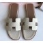 Hermes Oran Flat Slipper Sandals in Togo Leather Off White