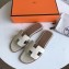 Hermes Oran Flat Slipper Sandals in Togo Leather Off White