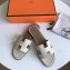 Hermes Oran Flat Slipper Sandals in Togo Leather Off White