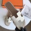 Hermes Oran Flat Slipper Sandals in Togo Leather Off White