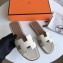 Hermes Oran Flat Slipper Sandals in Togo Leather Off White