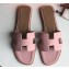 Hermes Oran Flat Slipper Sandals in Togo Leather Cherry Pink