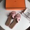 Hermes Oran Flat Slipper Sandals in Togo Leather Cherry Pink