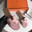 Hermes Oran Flat Slipper Sandals in Togo Leather Cherry Pink
