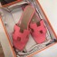 Hermes Oran Flat Slipper Sandals in Togo Leather Dark Pink