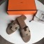 Hermes Oran Flat Slipper Sandals in Togo Leather Light Camel/Brown